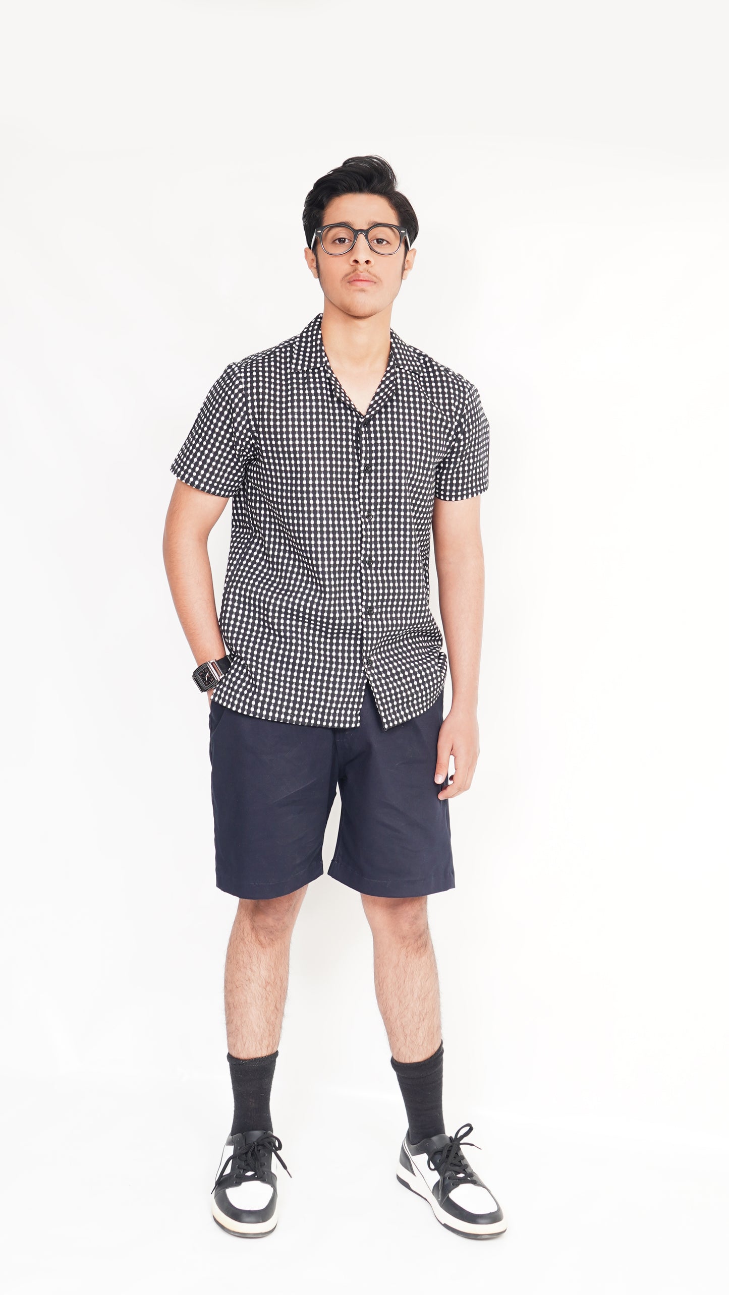 BLACK PRINT SHIRT AND BLACK TWIL NEEKER MEN'S PAIR