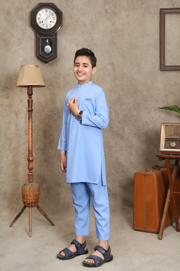 LIGHT BLUE KID'S WASH & WEAR KURTA SET