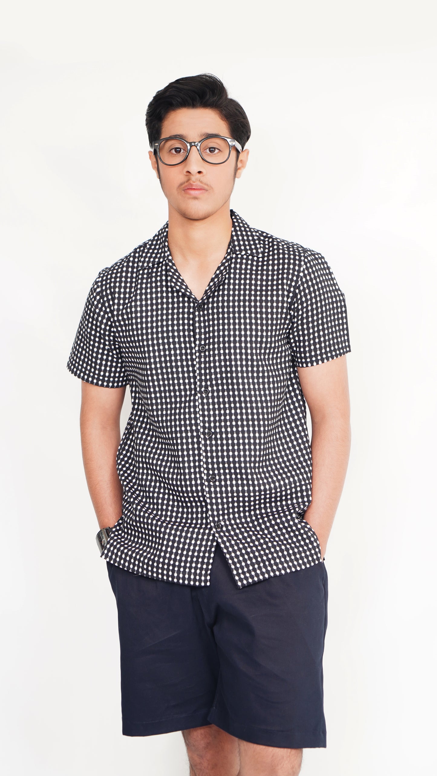 BLACK PRINT SHIRT AND BLACK TWIL NEEKER MEN'S PAIR