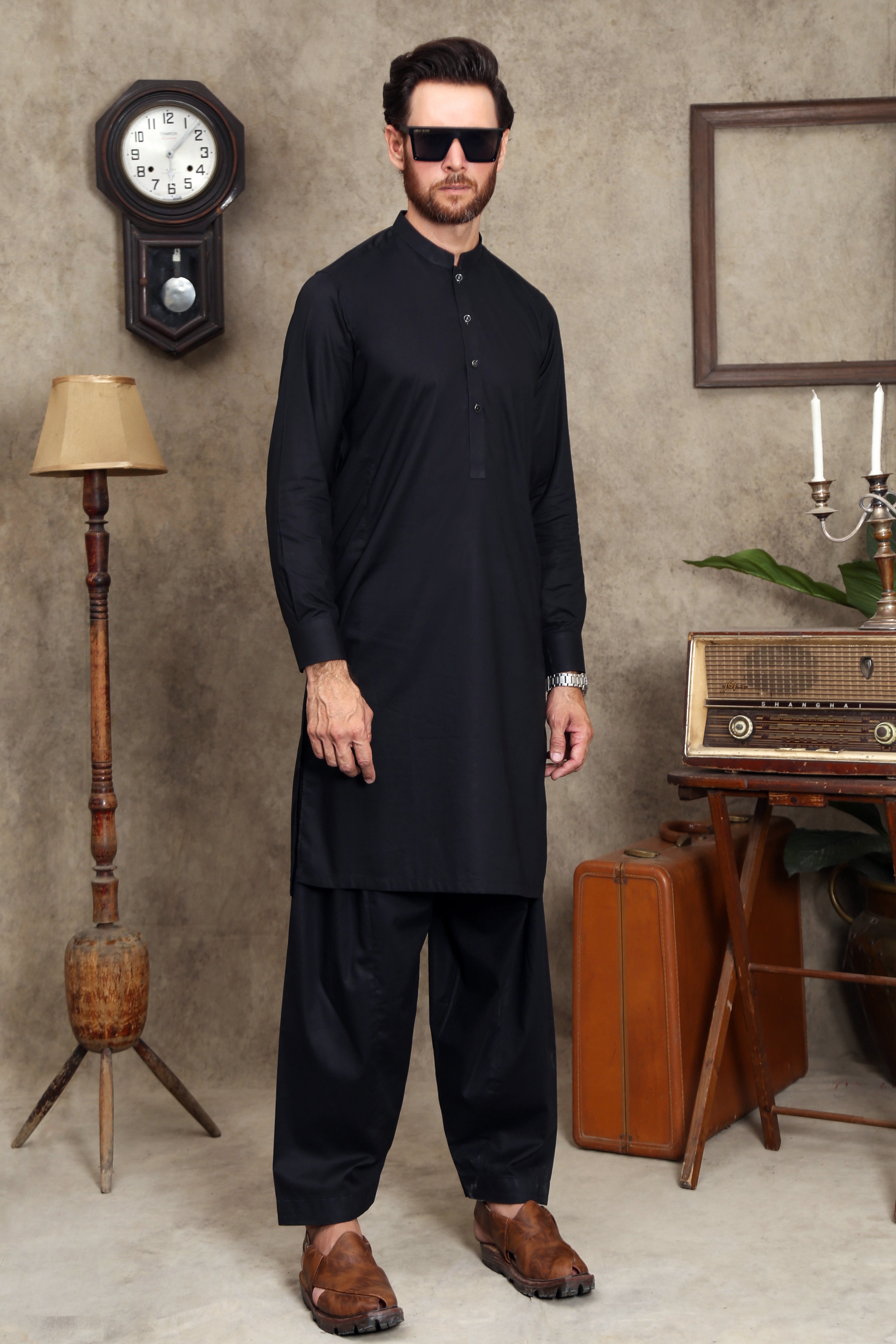 BLACK COTTON KAMEEZ SHALWAR