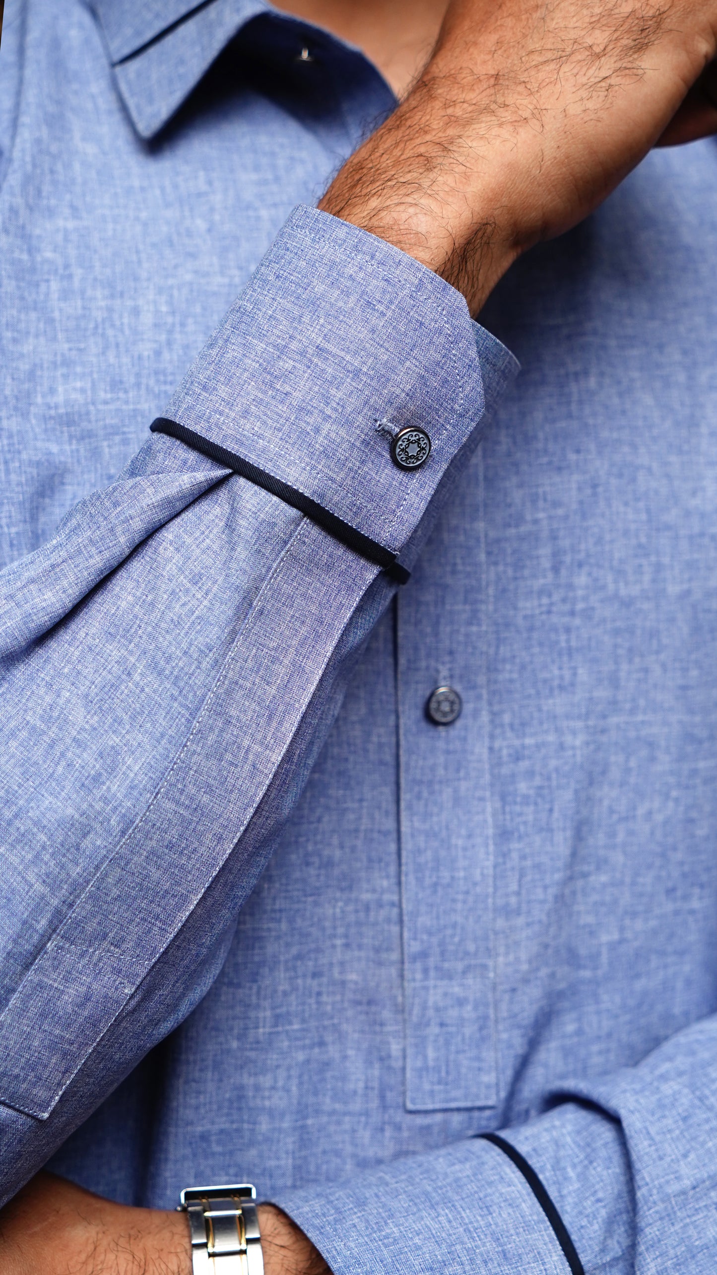 SKY BLUE COLLAR WASH & WEAR MEN'S SHALWAR KAMEEZ