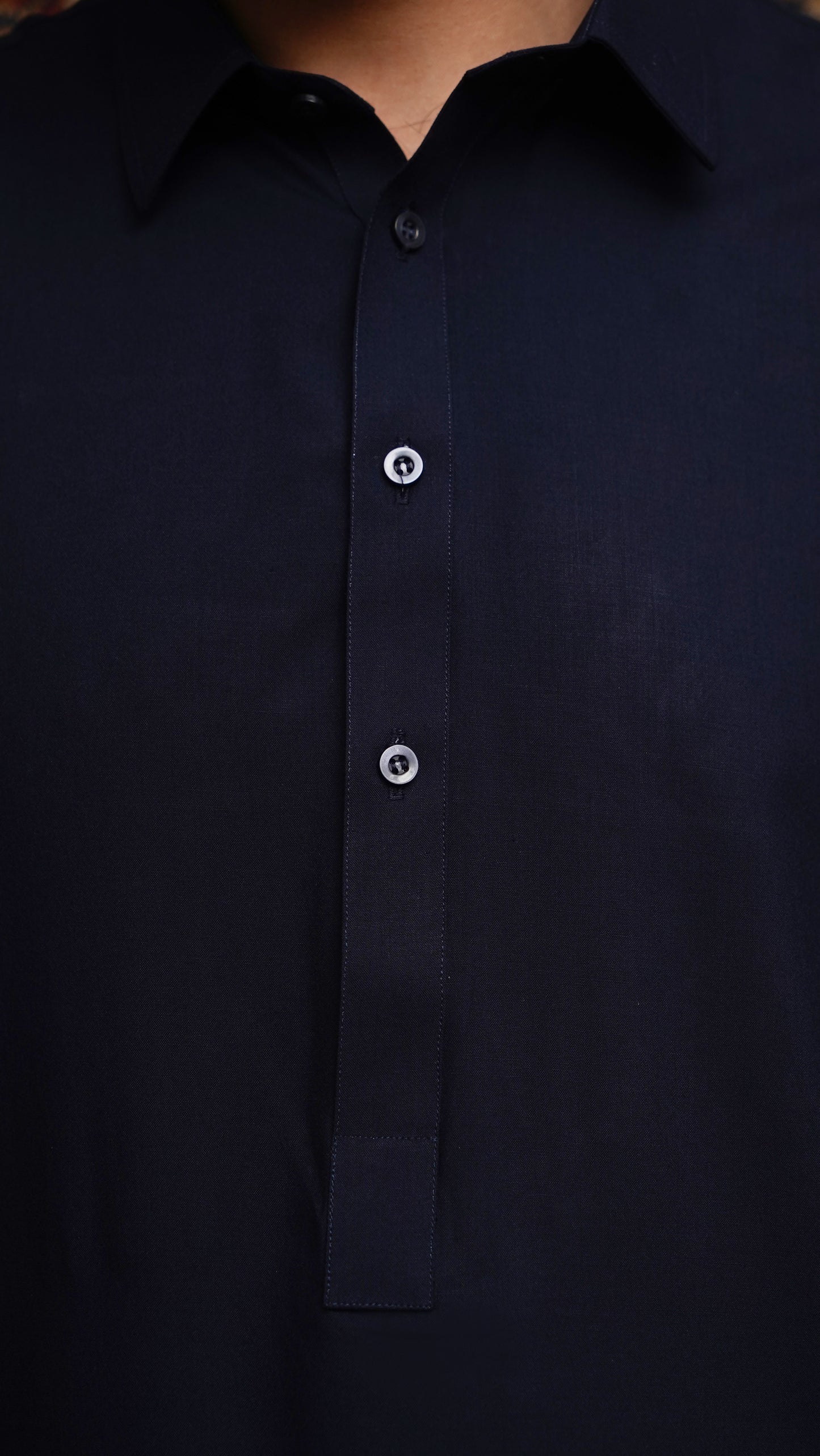 NAVY BLUE COLLAR WASH & WEAR MEN'S SHALWAR KAMEEZ