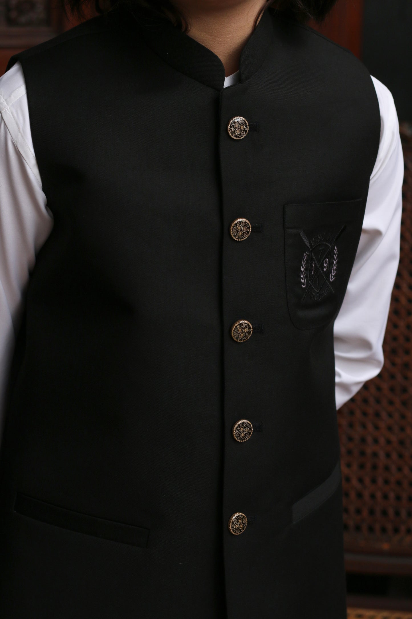 BLACK TROPICAL KID'S WAIST COAT