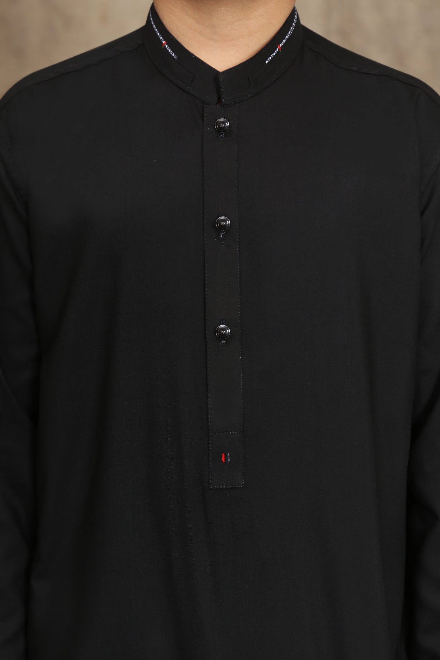 BLACK WASH & WEAR KID'S SHALWAR KAMEEZ WITH BLACK BUTTONS