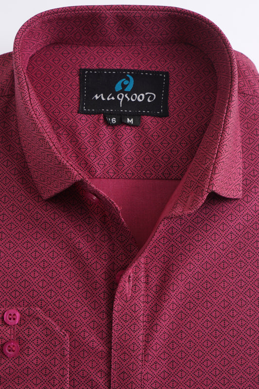 RED PRINT FORMAL SHIRT FOR MENS