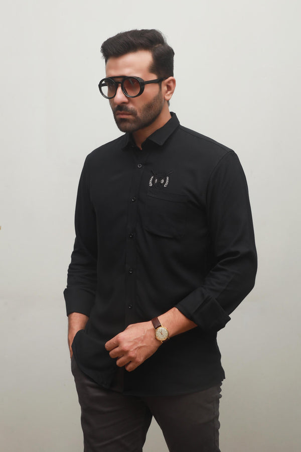 Men's Jet Black Fashion Casual Shirt Pakistan