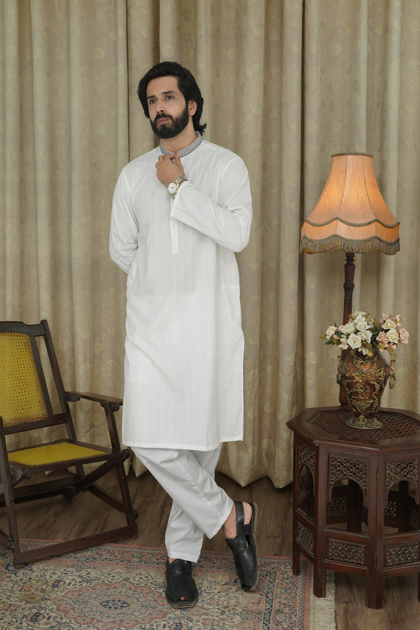 WEIßE RASEN KURTA FÜR HERREN