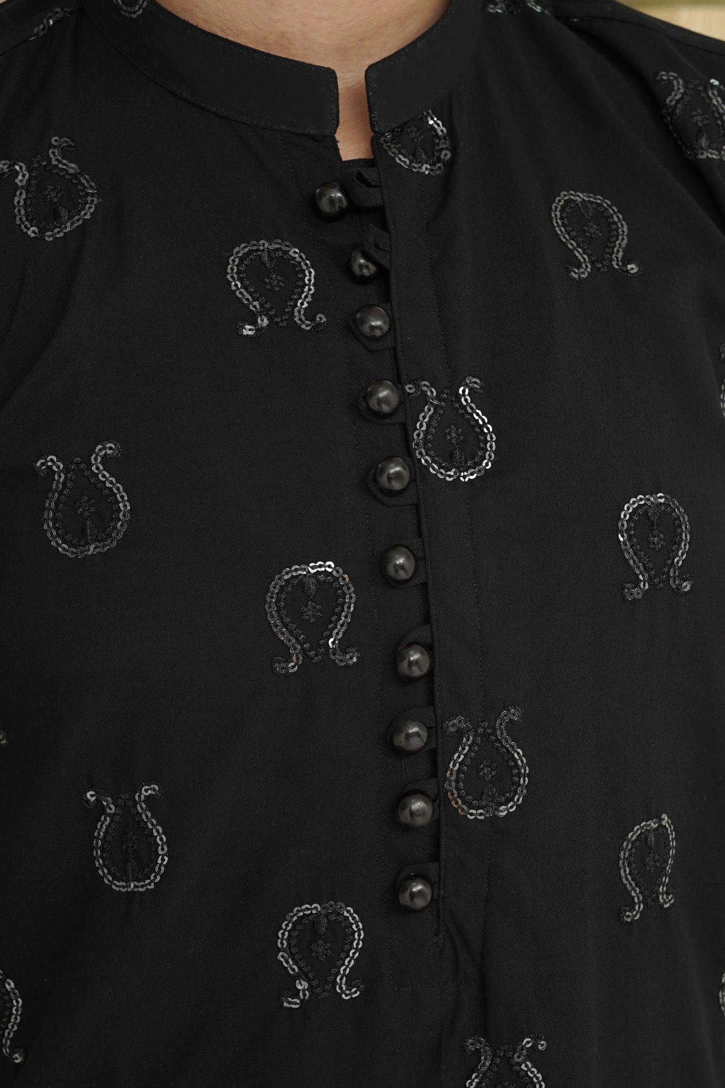 BLACK EMBROIDED CHICKEN KID'S KURTA
