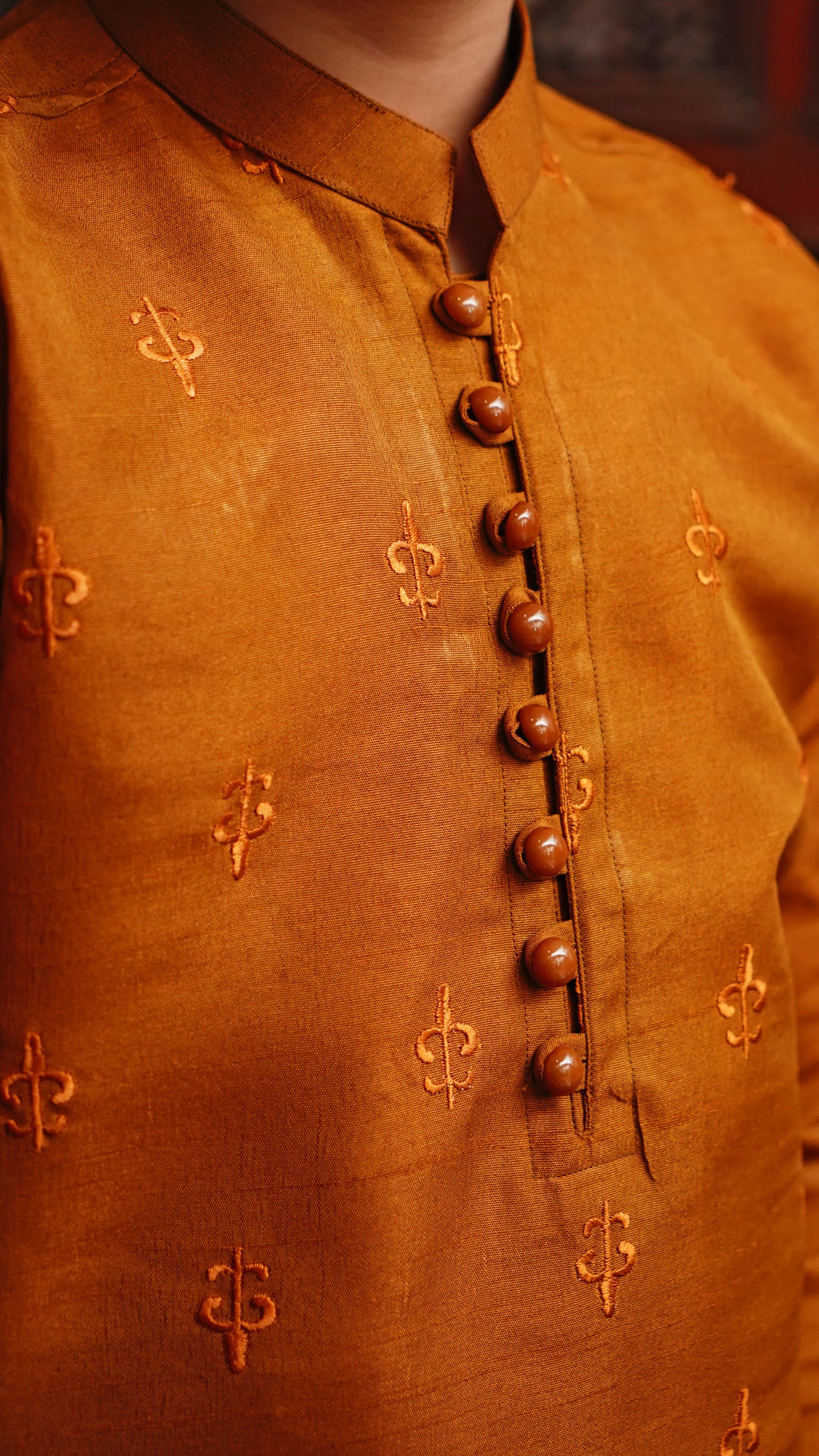 MUSTARD EMBROIDED KID'S KURTA