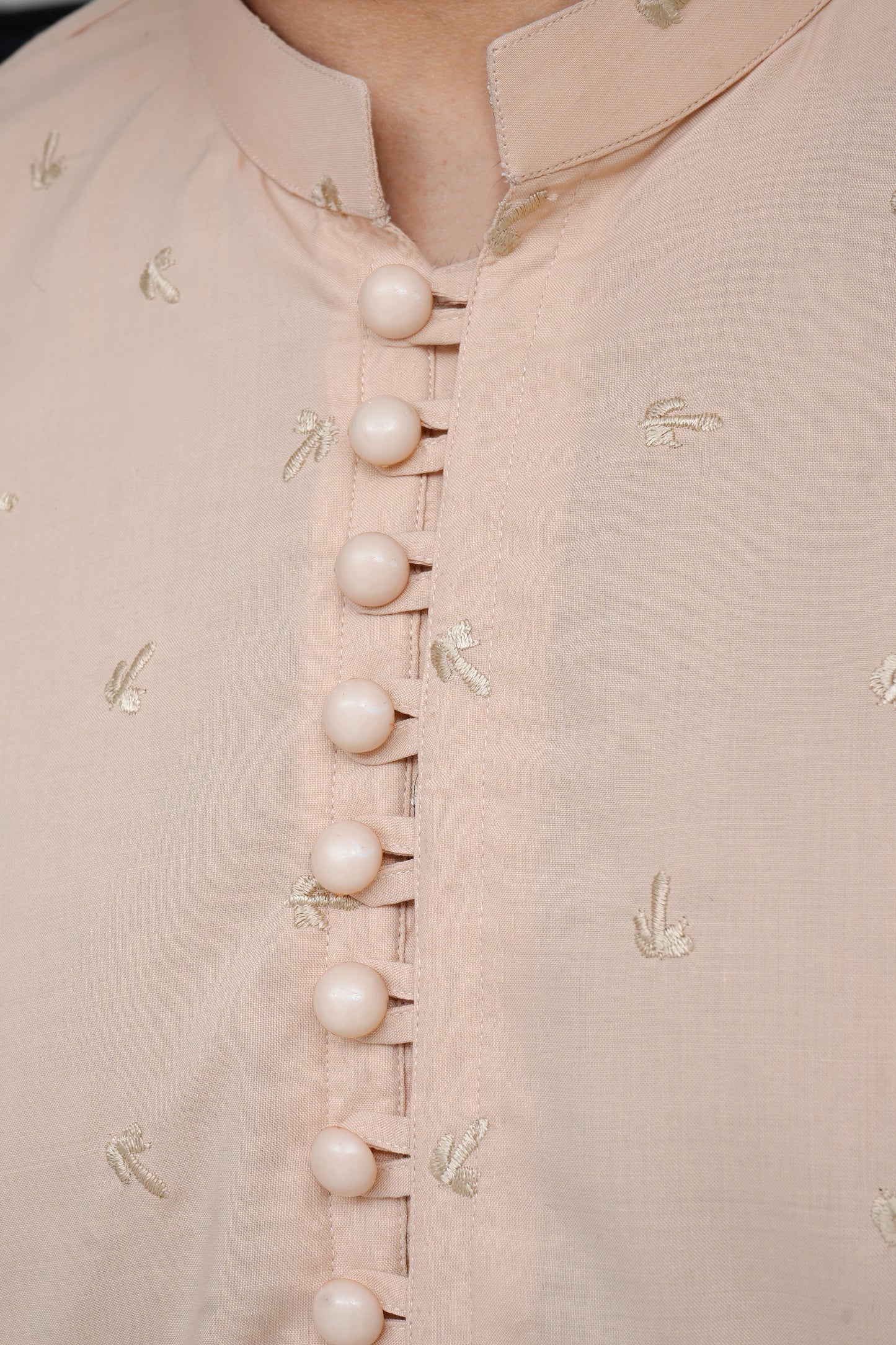 CREAM MEN'S EMBROIDED WASH & WEAR KAMEEZ SHALWAR