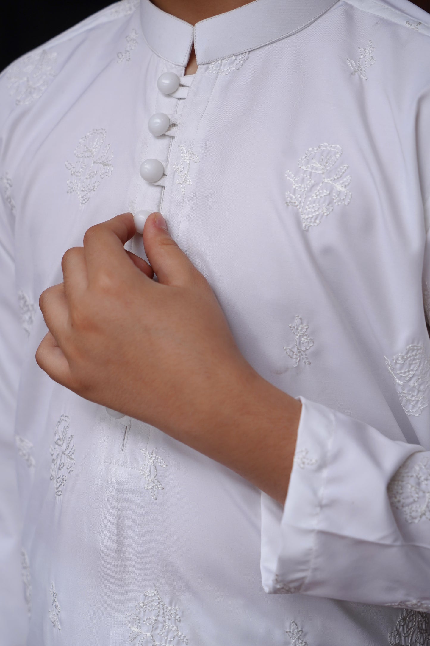 WHITE BOSKI CHICKEN KID'S KAMEEZ SHALWAR