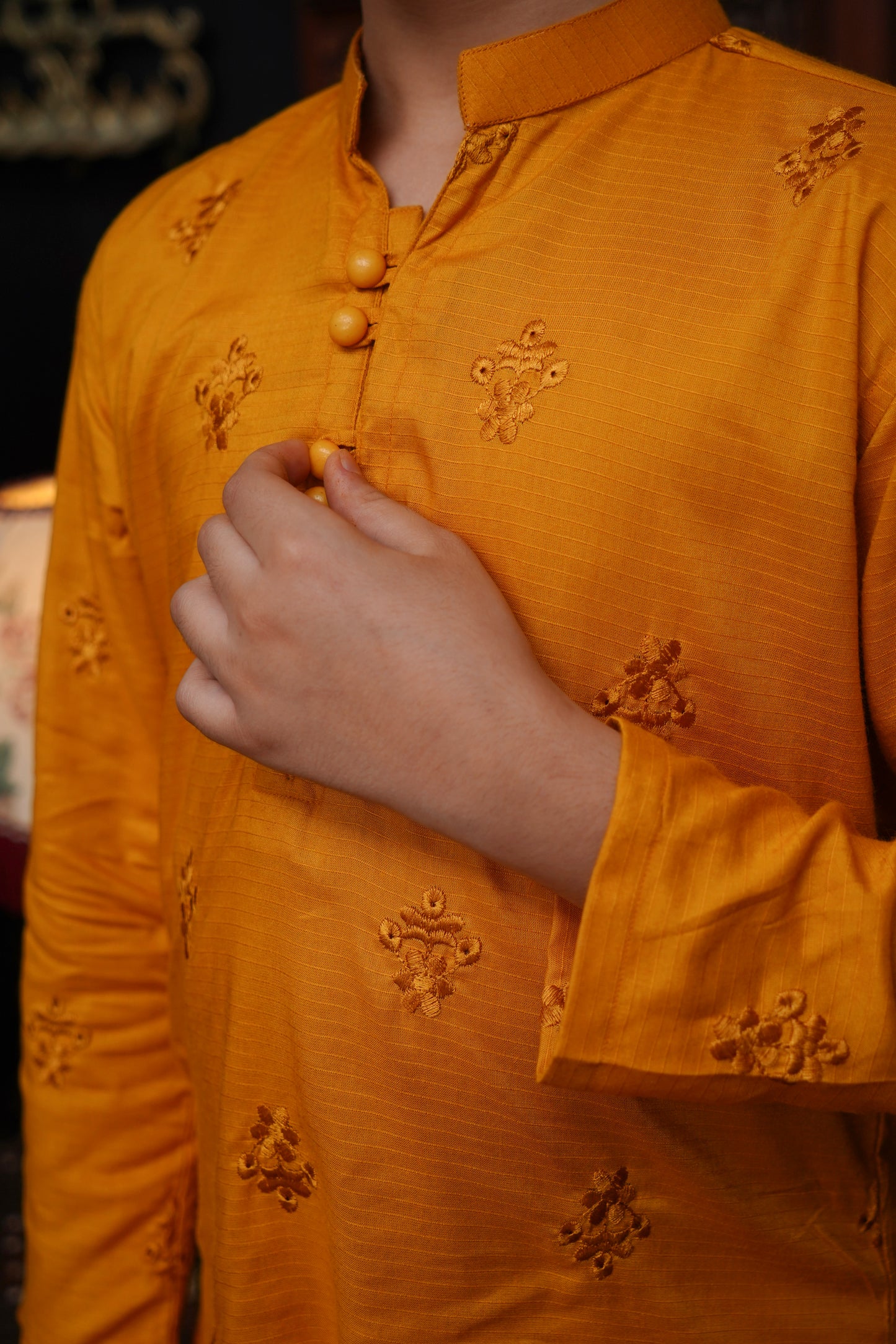 MUSTARD EMBROIDED KID'S KURTA