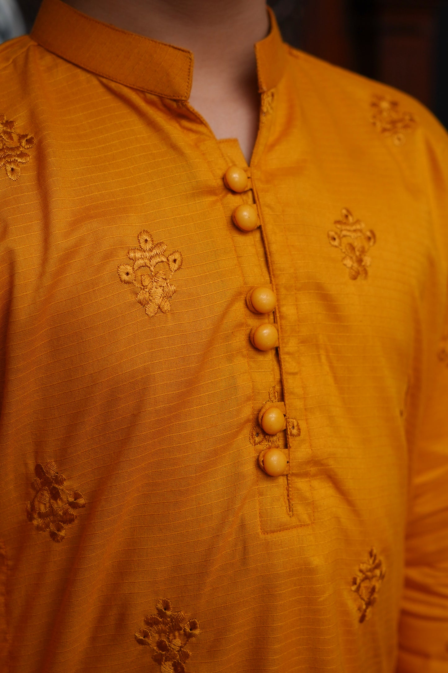 MUSTARD EMBROIDED KID'S KURTA