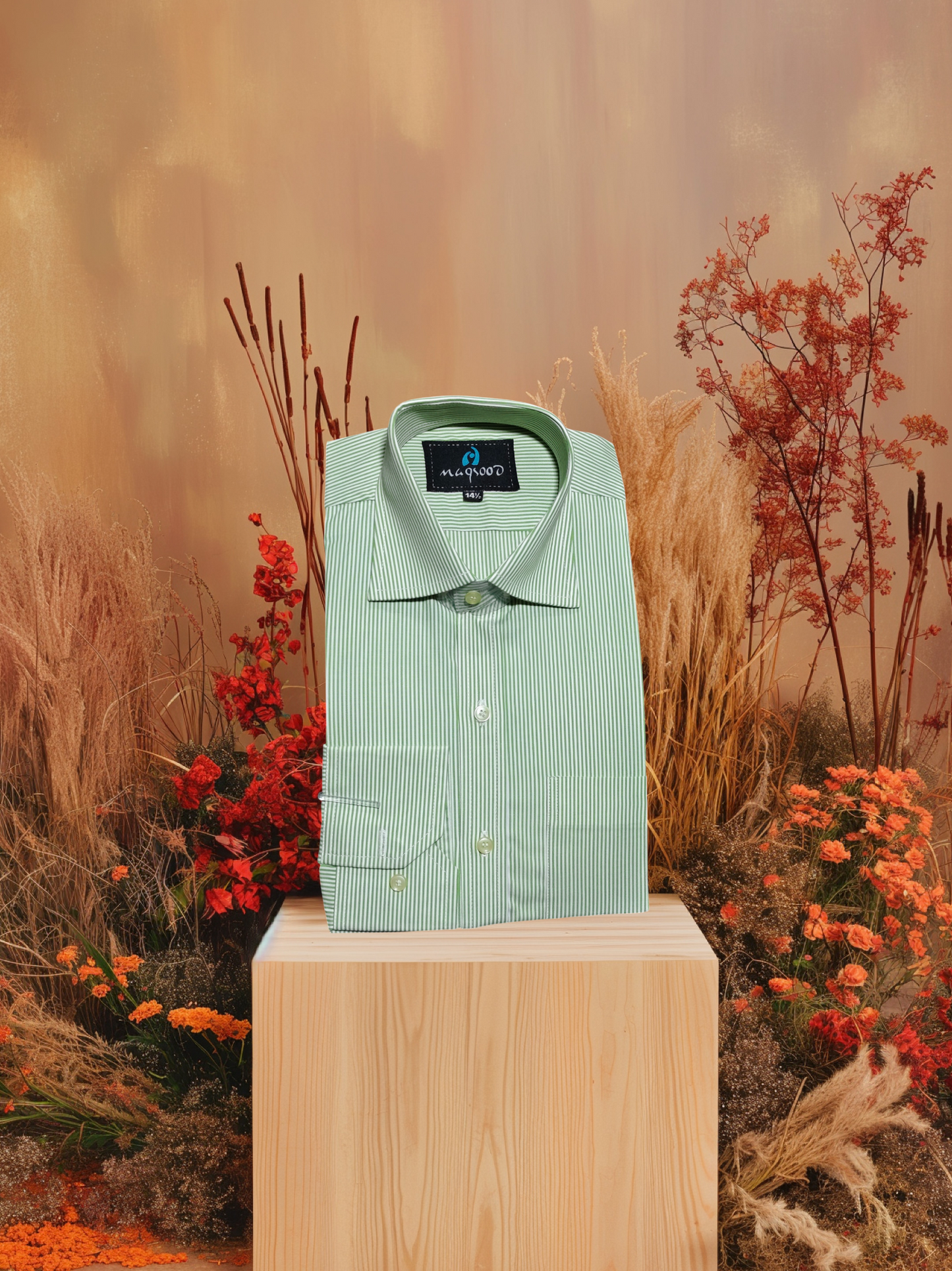 MEN'S GREEN LINING DRESS SHIRT