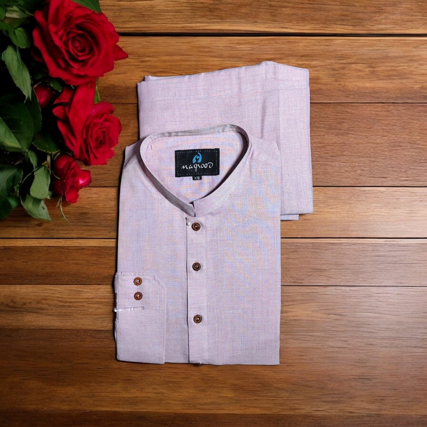 CORAL RED WASH & WEAR MEN'S SHALWAR KAMIZ