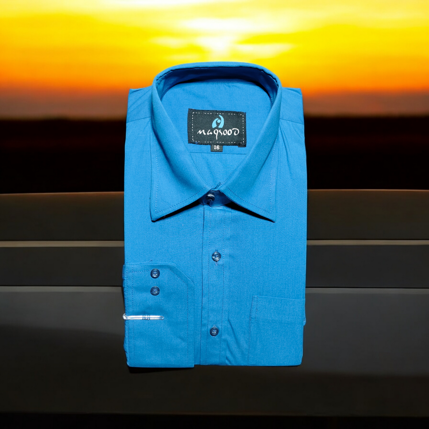 MEN'S SLATE BLUE PLANE DRESS SHIRT