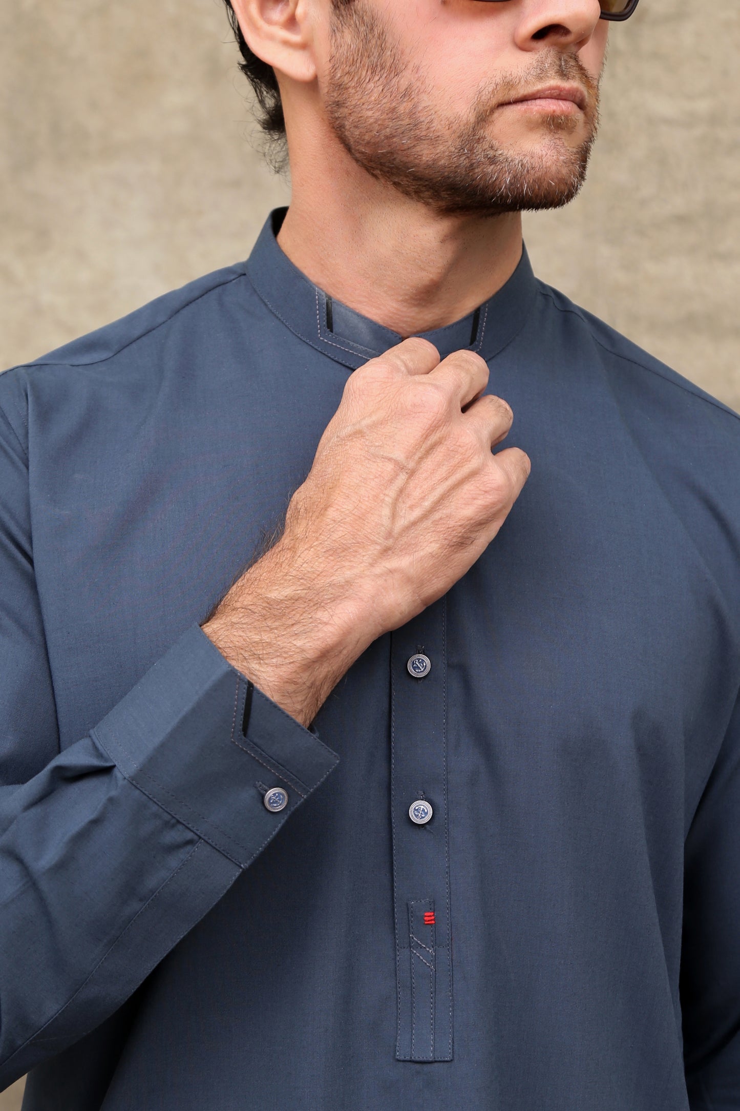 STONE BLUE COTTON MEN'S KAMEEZ SHALWAR - maqsood.pk