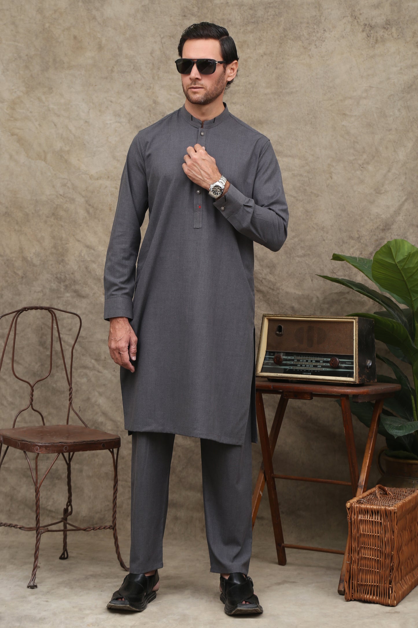 SHARK GREY COTTON MEN'S KAMEEZ SHALWAR - maqsood.pk