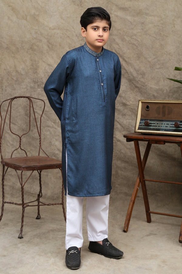 TRUE BLUE COTTON KURTA KIDS WEAR - maqsood.pk