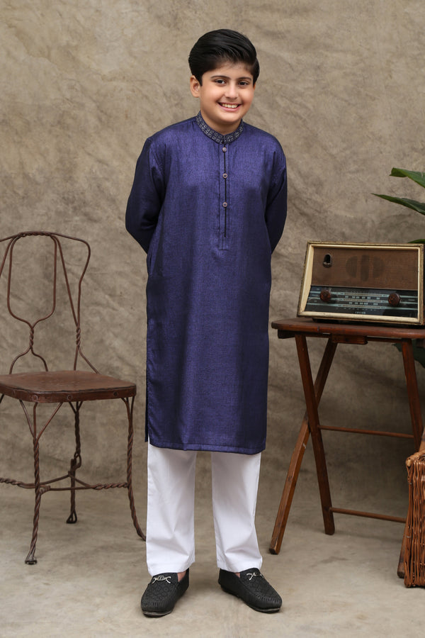 DARK BLUE COTTON KURTA KIDS WEAR - maqsood.pk