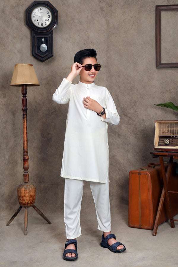 BOSKI OFF-WHITE KID'S KURTA SET