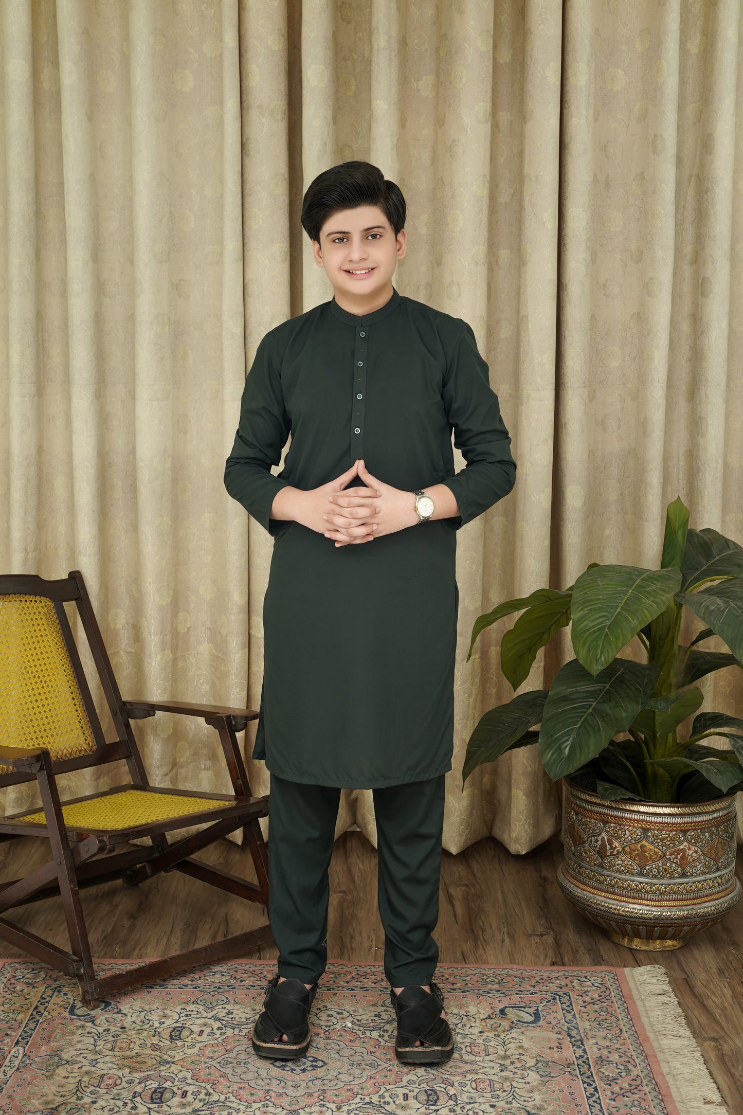 GREEN WASHING WEAR KID'S SHALWAR KAMEEZ