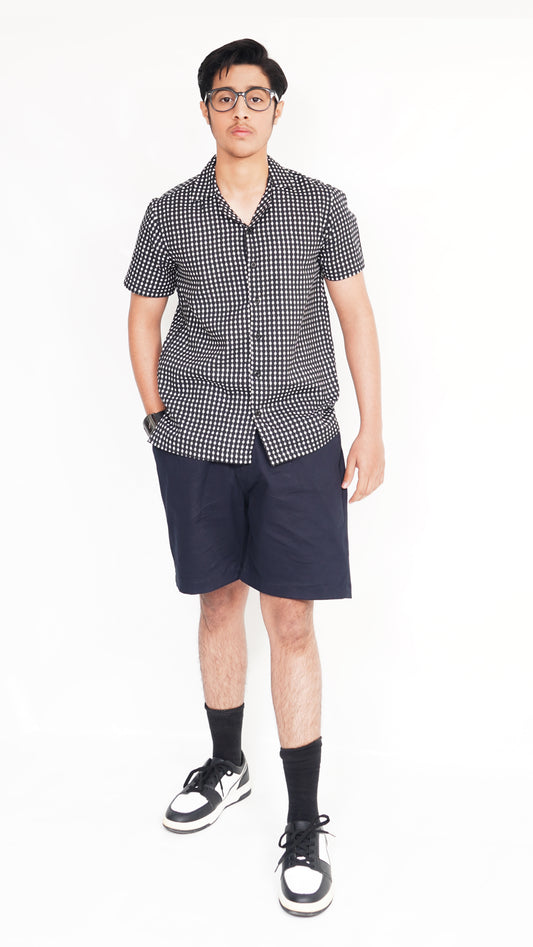 BLACK PRINT SHIRT AND BLACK TWIL NEEKER MEN'S PAIR
