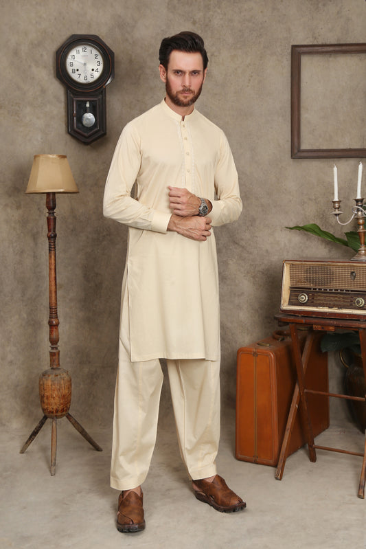 LIGHT CREAM MEN'S COTTON SHALWAR KAMEEZ