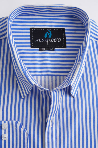 MEN'S BLUE AND WHITE LINNING FORMAL SHIRT