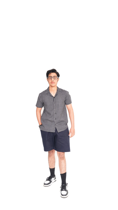 BLACK PRINT SHIRT AND BLACK TWIL NEEKER KID'S PAIR