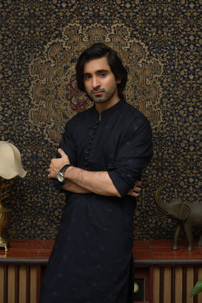 BLUE EMBROIDED WASH & WEAR MEN'S SHALWAR KAMEEZ