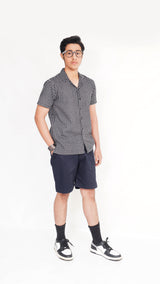 BLACK PRINT SHIRT AND BLACK TWIL NEEKER MEN'S PAIR