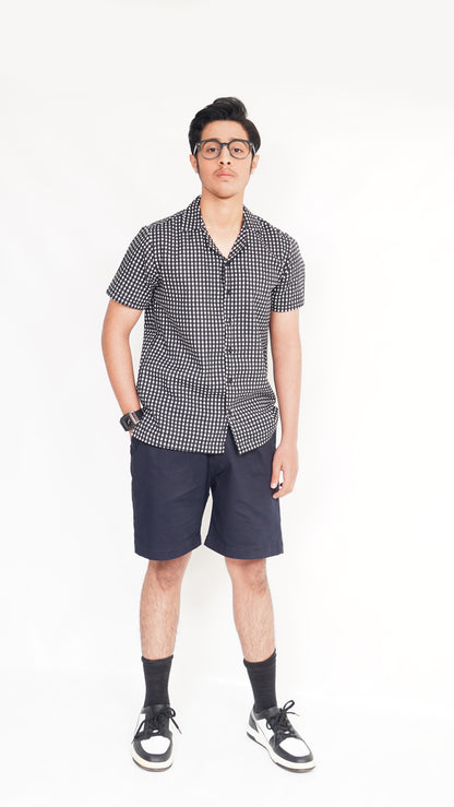BLACK PRINT SHIRT AND BLACK TWIL NEEKER KID'S PAIR