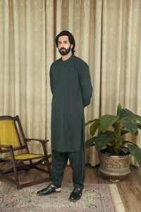 GRÜNES WASCH- & TRAGEBEREITES HERREN SHALWAR KAMEEZ