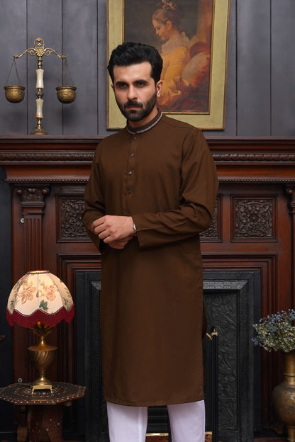 BROWN MEN'S WASH & WEAR KURTA