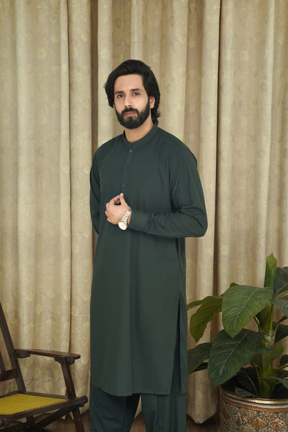 GREEN WASH & WEAR MEN'S SHALWAR KAMEEZ