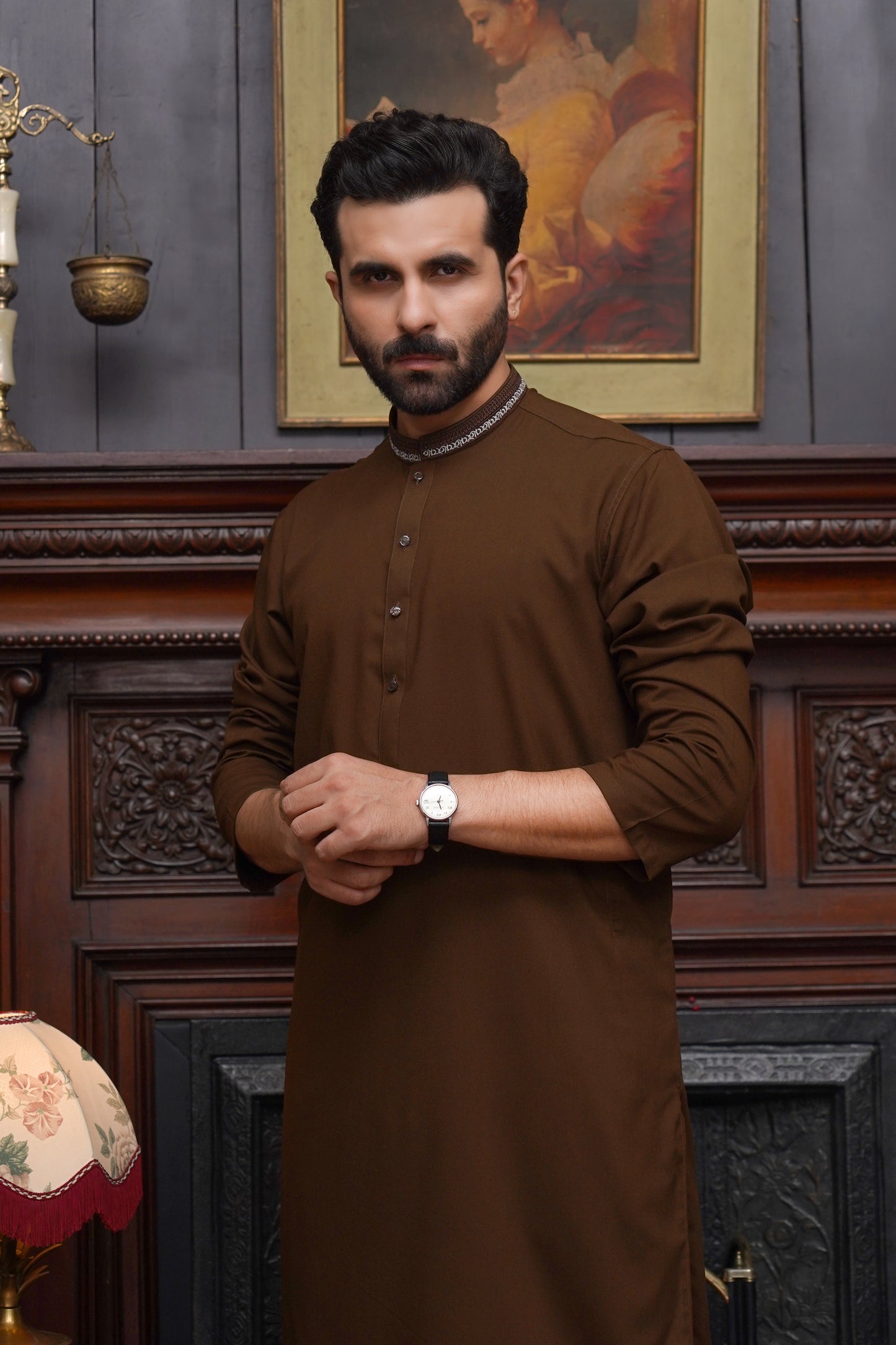 BROWN MEN'S WASH & WEAR KURTA