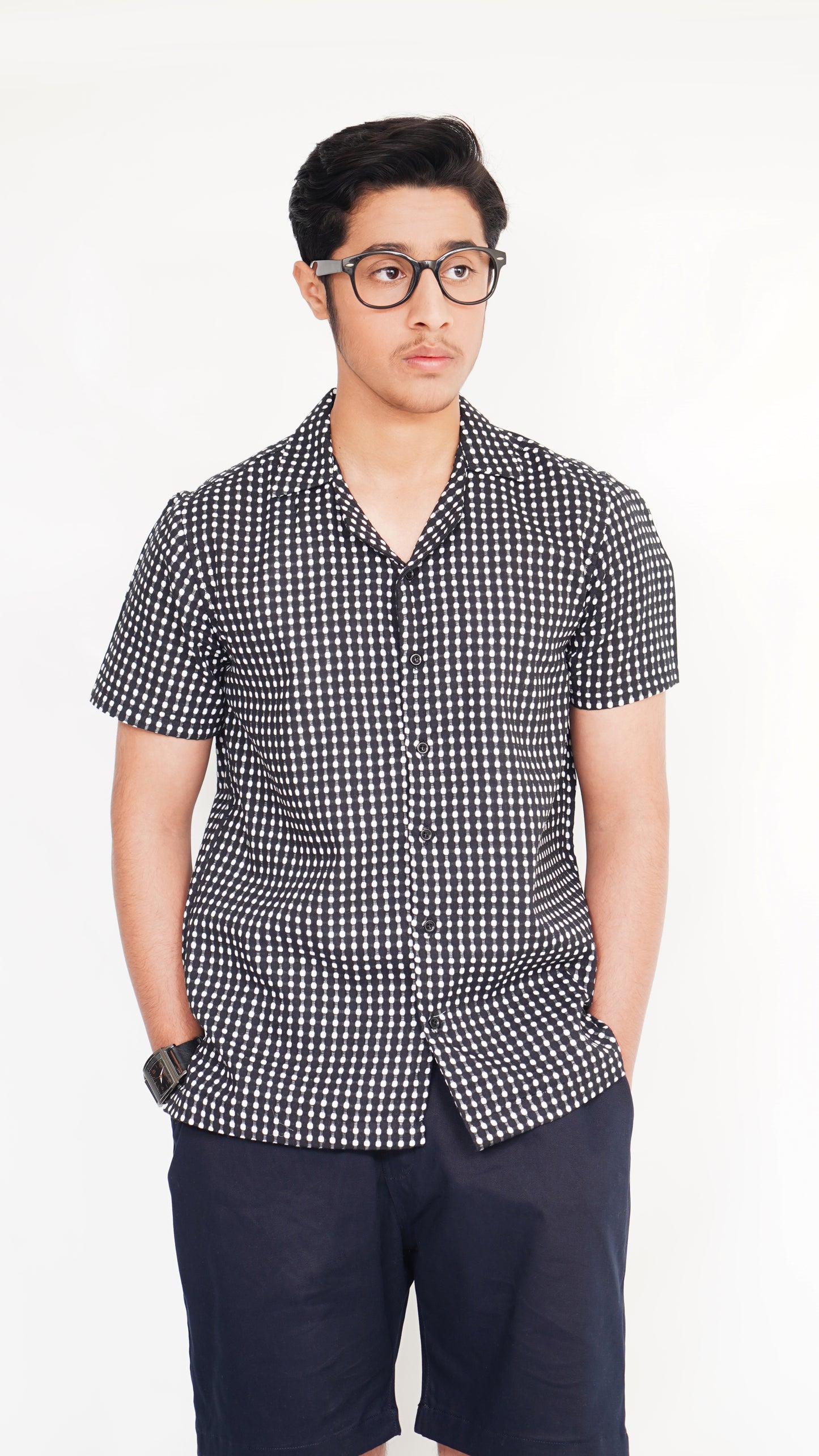 BLACK PRINT SHIRT AND BLACK TWIL NEEKER KID'S PAIR