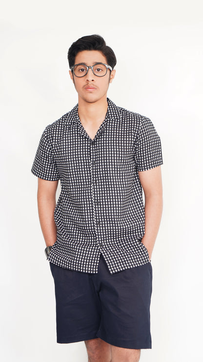 BLACK PRINT SHIRT AND BLACK TWIL NEEKER KID'S PAIR