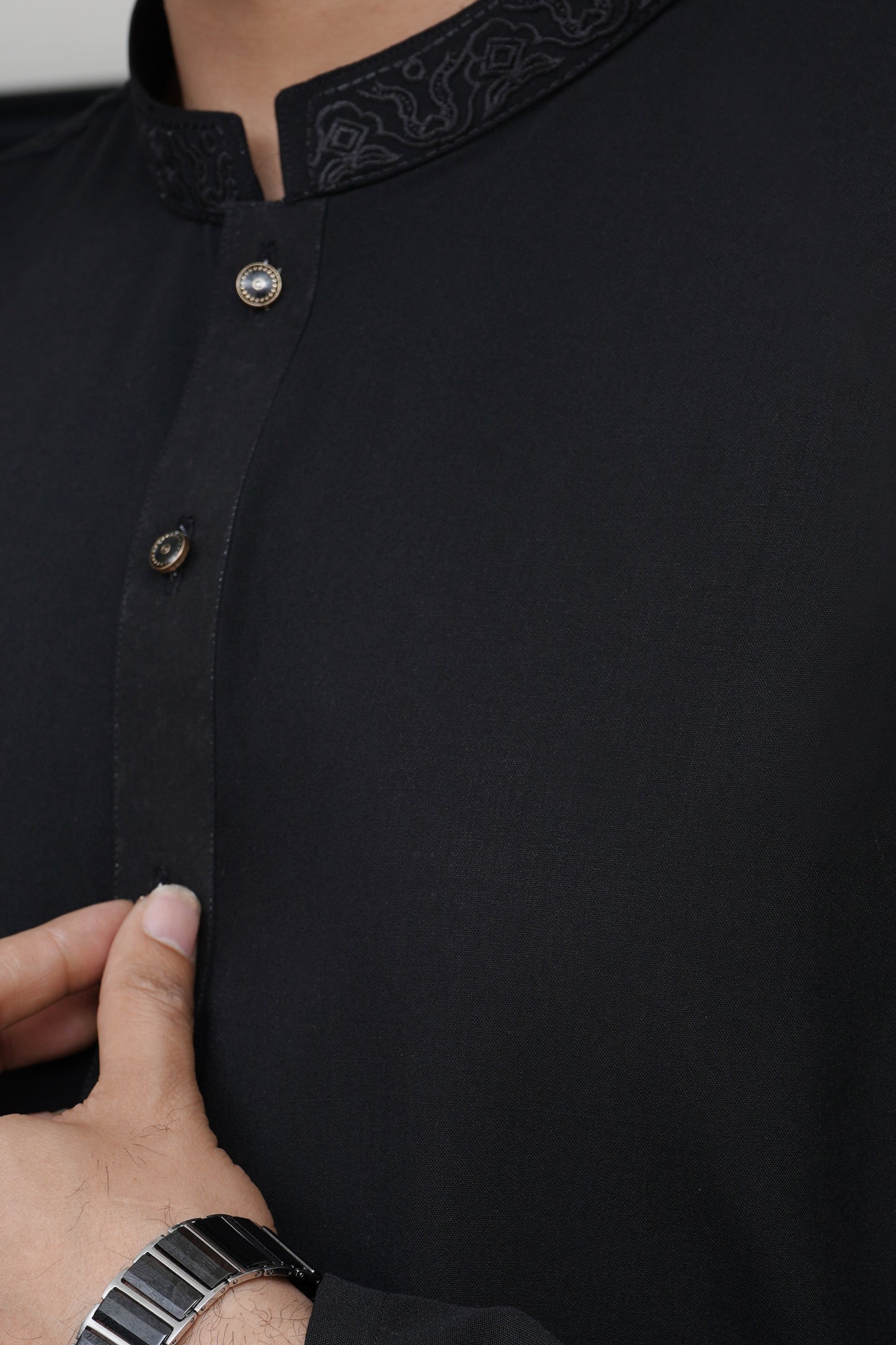 JET BLACK MEN'S WASH & WEAR KURTA