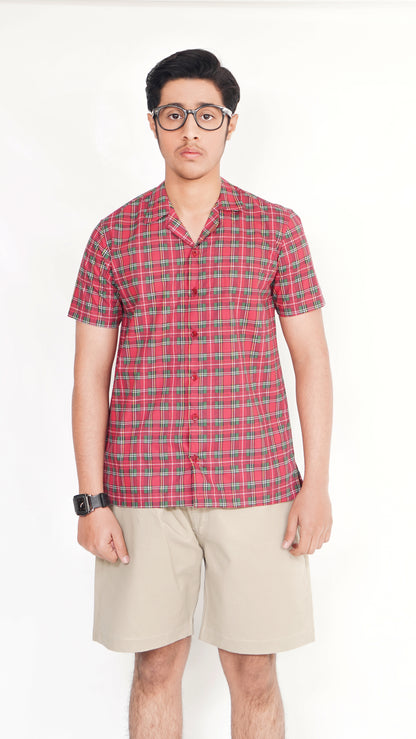 MEN'S RED PRINT SAFARI SHIRT AND CAMAL COLOR NEEKER