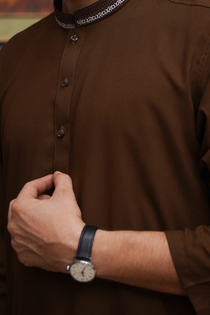 BROWN MEN'S WASH & WEAR KURTA