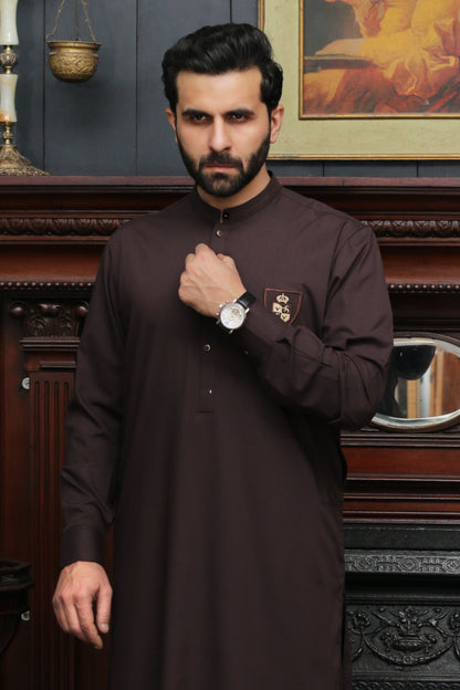 DARK PURPLE WASH & WEAR MEN'S SHALWAR KAMEEZ