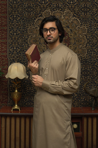 BROWN COTTON MEN'S KAMEEZ SHALWAR