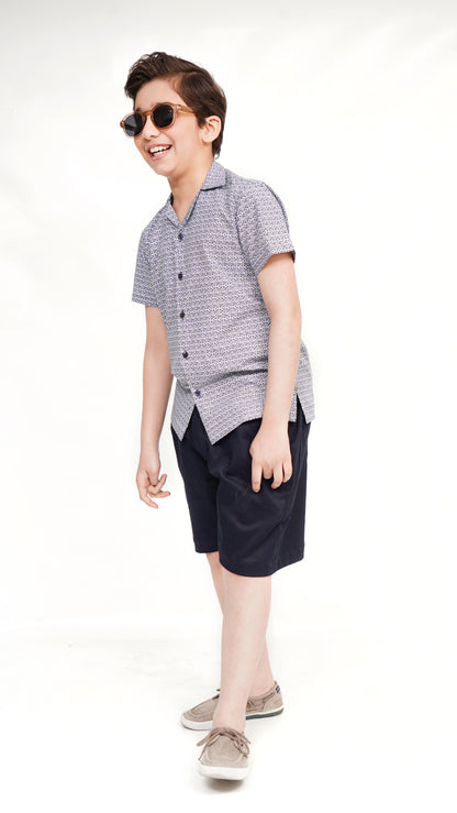 GRAY LINNING SHIRT AND BLACK TWIL NEEKER KID'S PAIR