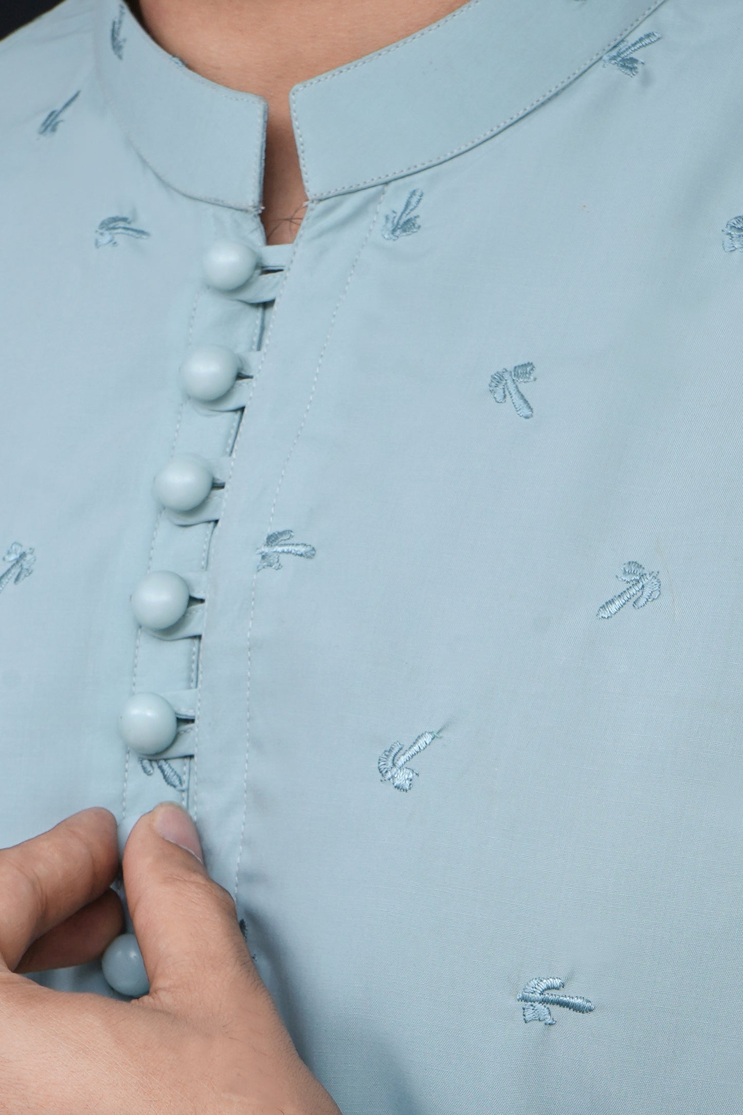 ICE BLUE KID'S EMBROIDED WASH & WEAR KID'S KAMEEZ SHALWAR
