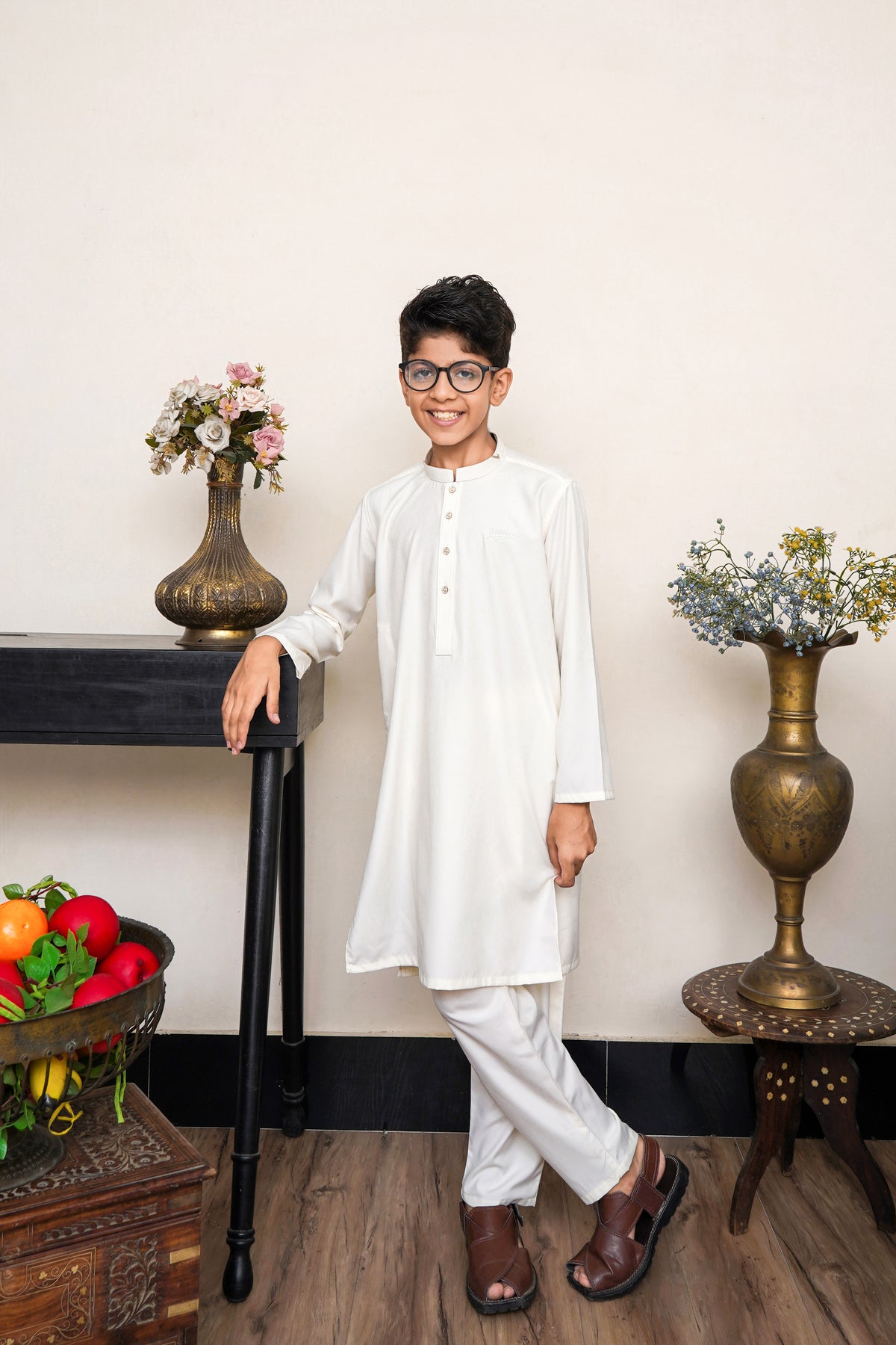 BOSKI OFF-WHITE KID'S KURTA SET