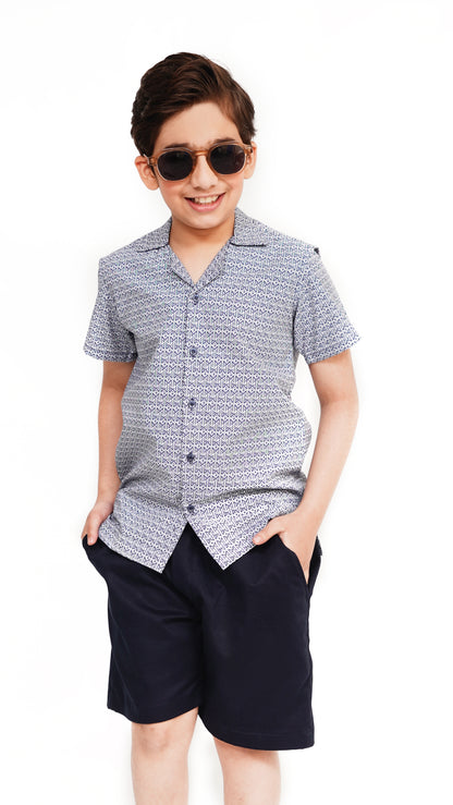 GRAY LINNING SHIRT AND BLACK TWIL NEEKER KID'S PAIR