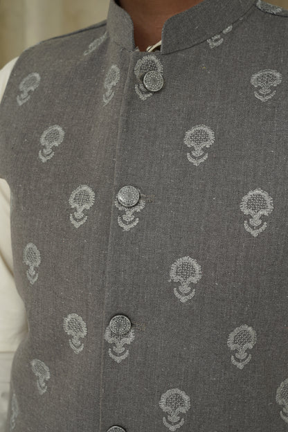 GRAY EMBROIDERY KID'S WAIST COAT