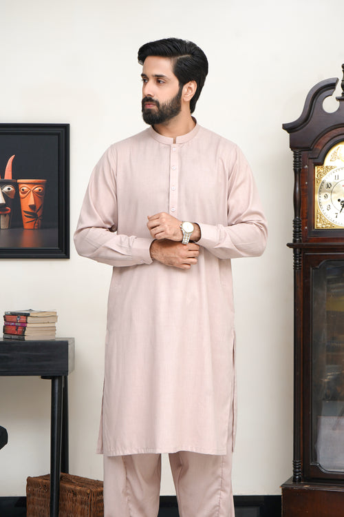 MEN'S PEECH WASH'N WEAR  KAMEEZ SHALWAR